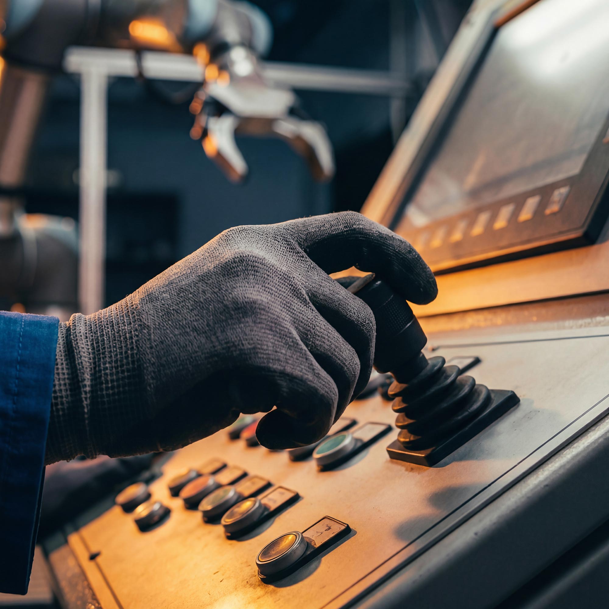 Humanoid robot hand interacting with digital interface